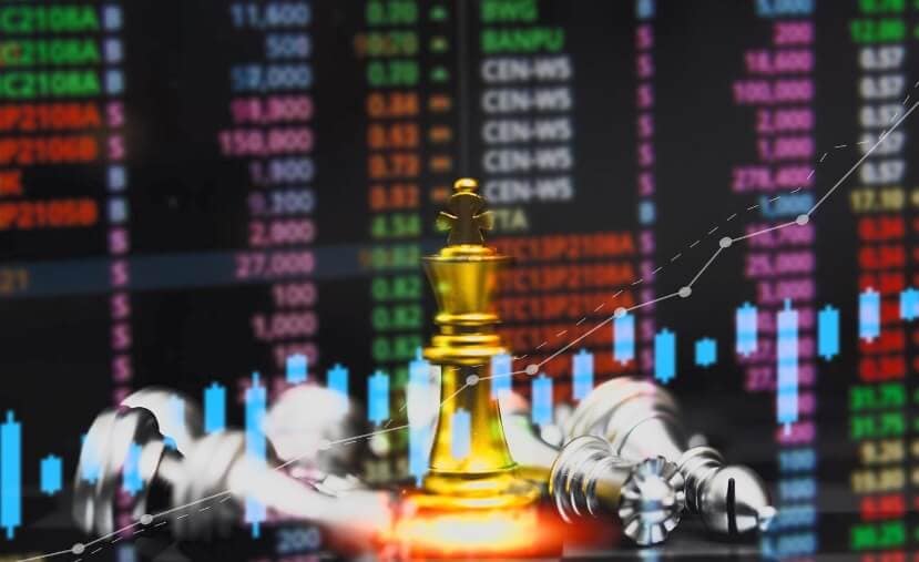 chess pieces and forex numbers showing price