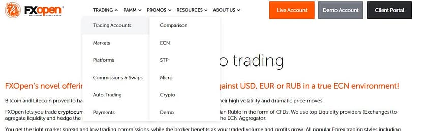 Fxopen Rsources to Trading Accounts
