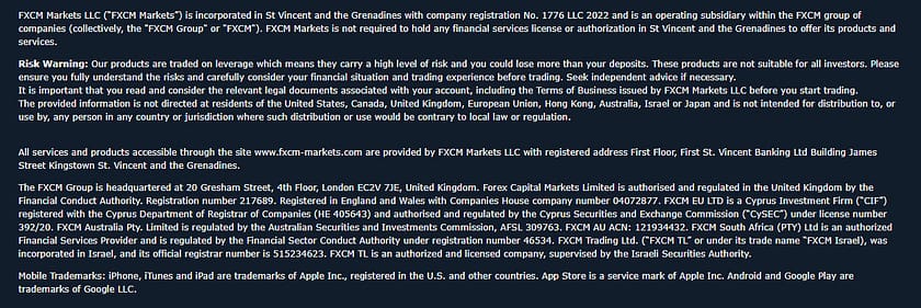 FXCM Regulations