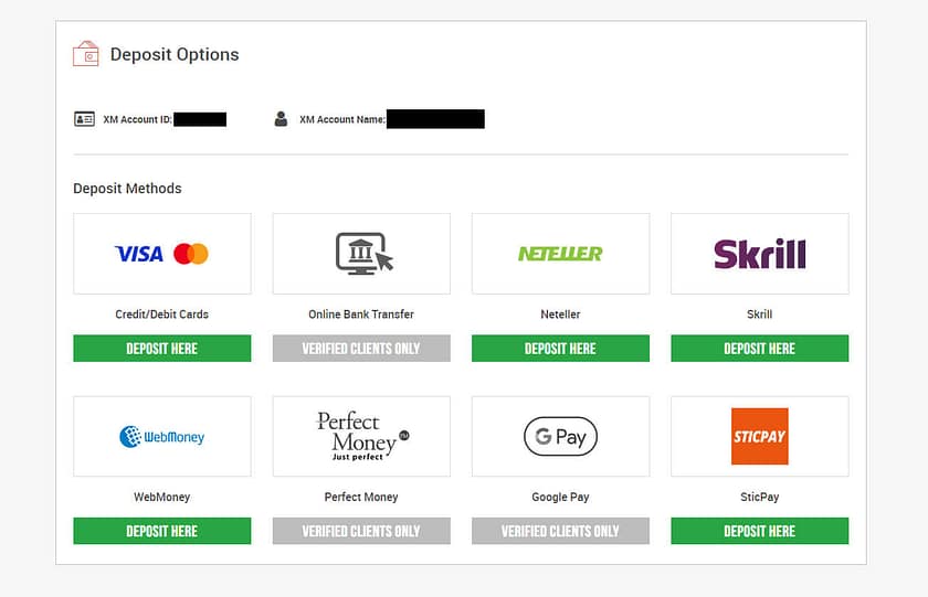 XM Deposits and Withdrawals