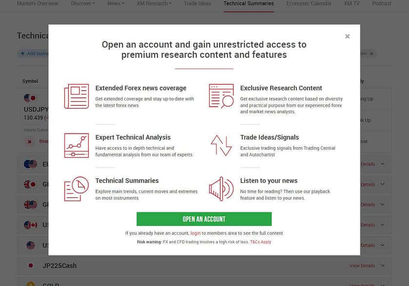 XM Open Account Restrictions