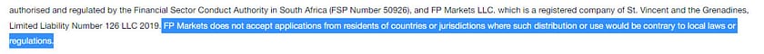 FP Markets: Restricted Countries