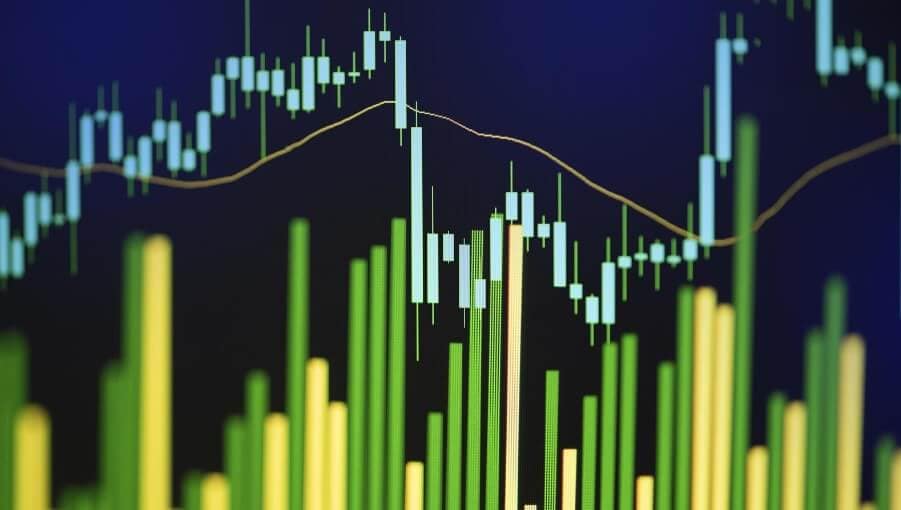 blue, green, and yellow forex chart