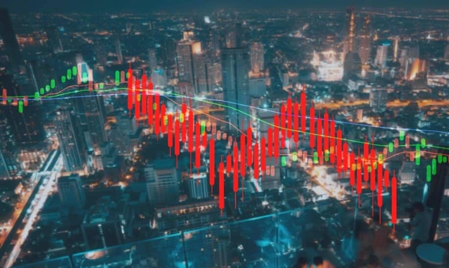 city with forex chart overlay