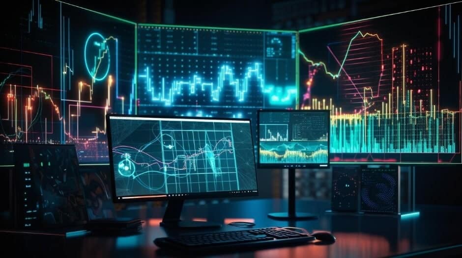 futuristic trading computer setup